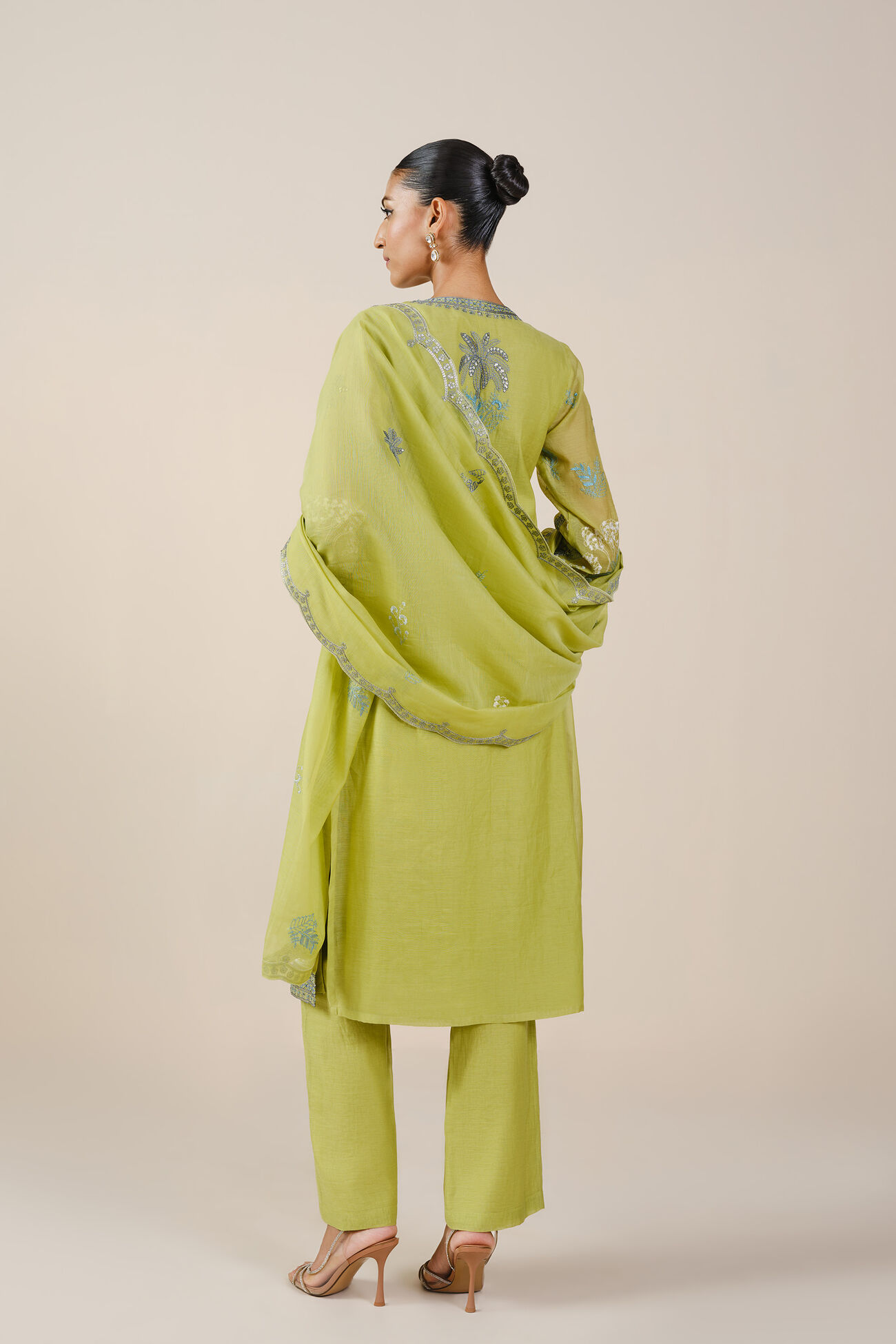 Pelagia Embroidered Mul Suit Set - Lime, Lime, image 3